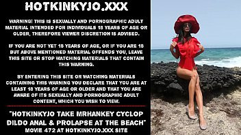 Play Hotkinkyjo take mrhankey cyclop dildo anal & prolapse at the beach