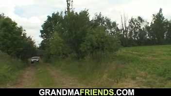 Play Old women picked up and double fucked outdoors