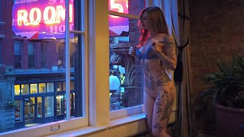 Play Exhibitionist Fingering in My AirBnB Window