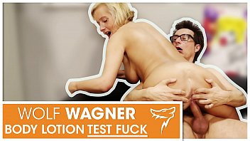 Play Busty Leni gets her pussy fucked during a fake body lotion test! WolfWagner.com