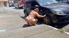 Play Street Cleaning Car Wife Exposed Cuckold Public Amateur